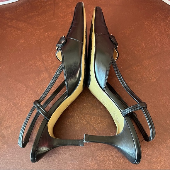 Anne Klein iflex Margy Black Leather Slingblack Pointed Toe Pumps - Picture 8 of 16